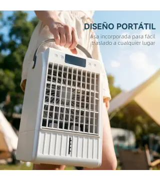 Mini Enfriador de Aire 4 en 1 con 4 Velocidades 2 Modos de Nebulización Luz LED RGB de 7 Colores Blanco