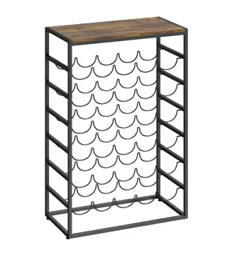 Botellero para 30 Botellas de 6 Niveles con Encimera de Efecto Madera Estilo Industrial 59x30x88,5 cm Marrón Rústico