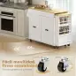 Isla de Cocina con Ruedas Encimera Extensible 4 Puertas Estantes Ajustables Especiero y Soporte para Toallas Blanco