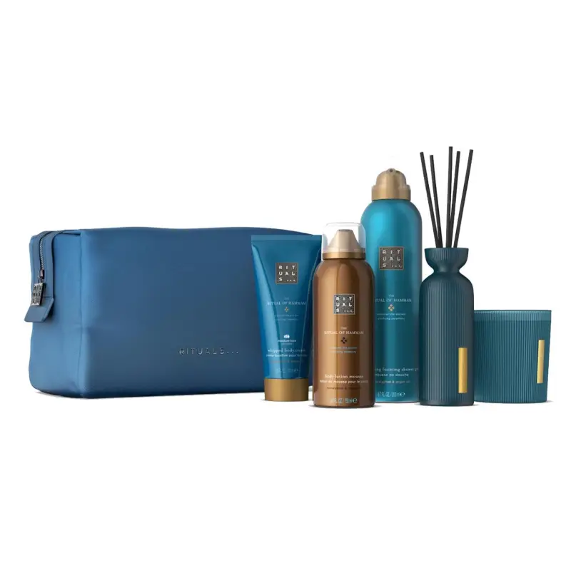 RTUALS THE RITUAL OF HAMMAN ESPUMA LOCION CORPORAL 200ML + CREMA CORPORAL 1U + GEL DE BAÑO 200ML + VELA 1U + MIKADO PACK
