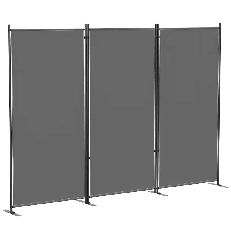 Biombo Plegable de 3 Paneles 260x180 cm Biombo Separador de Ambientes con Soporte de Metal UPF 30+ Gris Oscuro