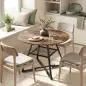 Mesa de Comedor Redonda para 4 Personas con Estante Marco Metálico para Sala de Estar Ø100x76 cm Marrón Rústico