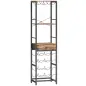 Mueble de Bar para Vinos con Soporte de Copas y Cajón Botellero para 12 Botellas con Estante Abierto Marrón Rústico