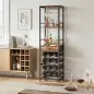 Mueble de Bar para Vinos con Soporte de Copas y Cajón Botellero para 12 Botellas con Estante Abierto Marrón Rústico