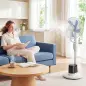 Ventilador Nebulizador 90W Oscilación de 70° 3 Velocidades 5 Aspas Depósito de Agua de 3,5L 5 Ruedas Blanco
