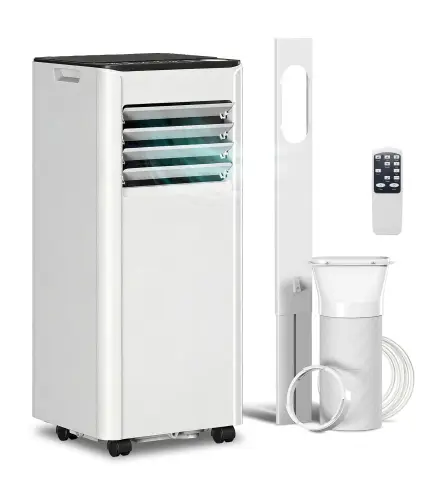 Aire Acondicionado Portátil 7000 BTU 4 en 1 Enfriamiento Deshumidificador Ventilador Temporizador para 26 m² Blanco