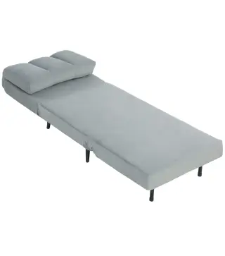 Sillón Cama Individual 3 en 1 Sofá Cama Plegable con Respaldo Ajustable y Cojín Grueso para Salón 72x88x87 cm Gris