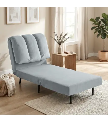 Sillón Cama Individual 3 en 1 Sofá Cama Plegable con Respaldo Ajustable y Cojín Grueso para Salón 72x88x87 cm Gris