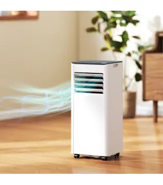 Aire Acondicionado Portátil 9000 BTU 4 en 1 Enfriamiento Deshumidificador Ventilador Temporizador para 28 m² Blanco