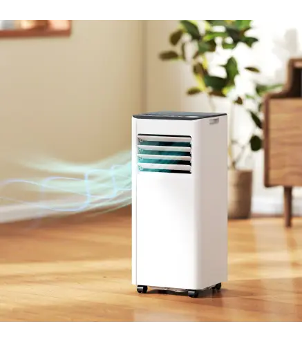 Aire Acondicionado Portátil 9000 BTU 4 en 1 Enfriamiento Deshumidificador Ventilador Temporizador para 28 m² Blanco