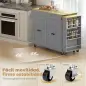 Isla de Cocina con Ruedas Encimera Extensible 4 Puertas Estantes Ajustables Especiero y Soporte para Toallas Gris