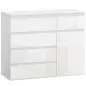 Aparador de Salón con 5 Cajones Estantes Ajustables Puerta de Cierre Suave 100x40x80 cm Blanco Brillo