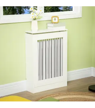 Cubierta de Radiador Cubre Radiador Moderno Pintado de MDF con Estante Superior para Salón Dormitorio 60x18x84 cm Blanco