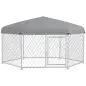 Jaula para Perros Hexagonal con Puerta Marco de Acero Galvanizado y Toldo Impermeable y Anti-UV 210x185x150 cm Plata