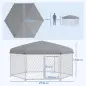 Jaula para Perros Hexagonal con Puerta Marco de Acero Galvanizado y Toldo Impermeable y Anti-UV 210x185x150 cm Plata