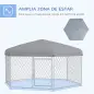 Jaula para Perros Hexagonal con Puerta Marco de Acero Galvanizado y Toldo Impermeable y Anti-UV 210x185x150 cm Plata