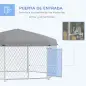 Jaula para Perros Hexagonal con Puerta Marco de Acero Galvanizado y Toldo Impermeable y Anti-UV 210x185x150 cm Plata