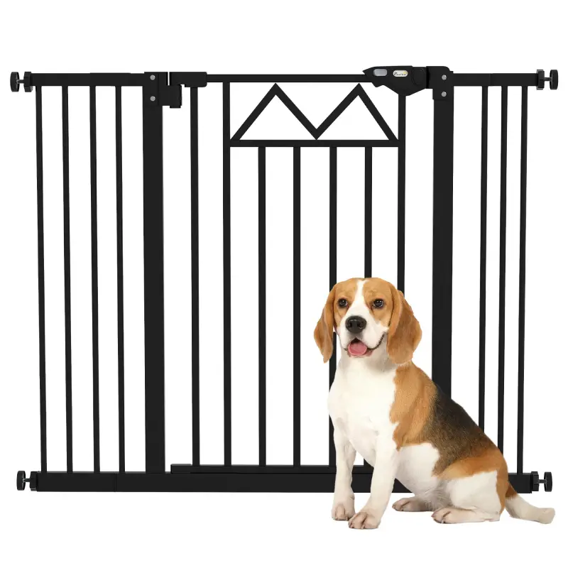 Barrera para Mascotas Extensible con Cierre Automático y Sistema de Doble Bloqueo 74-100x76 cm Negro Barrera para Mascotas Extensible con Cierre Automático y Sistema de Doble Bloqueo 74-100x76 cm Negro