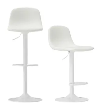 Conjunto 2 Taburetes Altos Ajustables 360° con Respaldo y Reposapiés para Cocina Bar o Comedor 40,5x44x84-104 cm Blanco