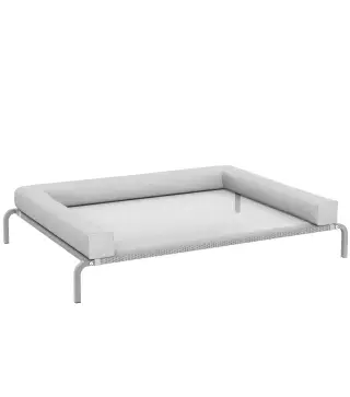 Cama Elevada para Perros Refrescante con Refuerzos Extraíbles Malla Transpirable y Marco de Acero 130x90x30 cm Gris