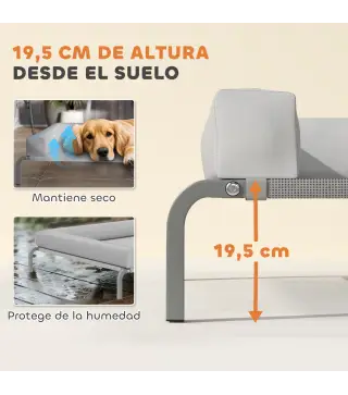 Cama Elevada para Perros Refrescante con Refuerzos Extraíbles Malla Transpirable y Marco de Acero 130x90x30 cm Gris