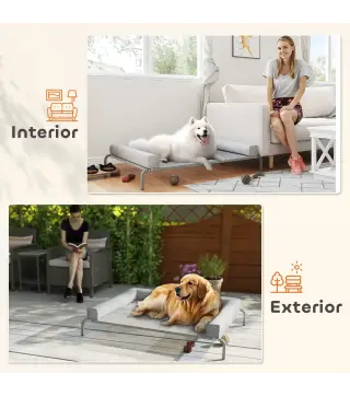 Cama Elevada para Perros Refrescante con Refuerzos Extraíbles Malla Transpirable y Marco de Acero 130x90x30 cm Gris