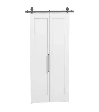 Puerta Plegable Corredera con Herrajes Acabado Personalizable Tirador Fácil Montaje 90x210 cm Blanco