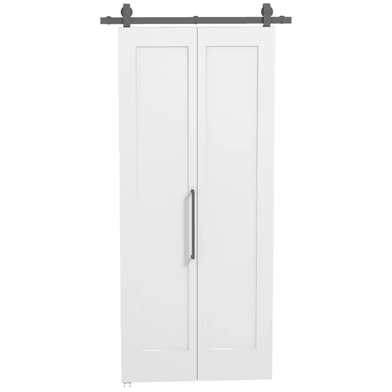 Puerta Plegable Corredera con Herrajes Acabado Personalizable Tirador Fácil Montaje 90x210 cm Blanco