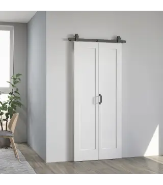 Puerta Plegable Corredera con Herrajes Acabado Personalizable Tirador Fácil Montaje 90x210 cm Blanco