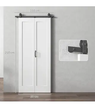 Puerta Plegable Corredera con Herrajes Acabado Personalizable Tirador Fácil Montaje 90x210 cm Blanco