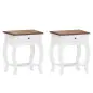 Pack de 2 Mesitas de Noche con Cajón Estante Abierto y Tapa Efecto Roble Estilo Francés 45x35x55 cm Blanco y Roble