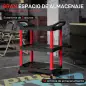 Carro de Herramientas con 3 Estantes Ruedas y Asas para Garaje Mecánico Hogar Carga 91 kg Rojo y Negro