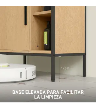 Mueble bajo Lavabo con Puerta y Estante Ajustable para Lavabo con Pedestal 60x30x59,5 cm Roble