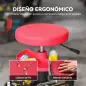 Taburete de Taller Giratorio con Ruedas Altura Ajustable de 40-51 cm y 2 Bandejas Carga 135 kg para Garaje Rojo