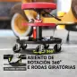 Taburete de Taller Giratorio con Ruedas Altura Ajustable de 40-51 cm y 2 Bandejas Carga 135 kg para Garaje Rojo