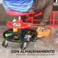 Taburete de Taller Giratorio con Ruedas Altura Ajustable de 40-51 cm y 2 Bandejas Carga 135 kg para Garaje Rojo