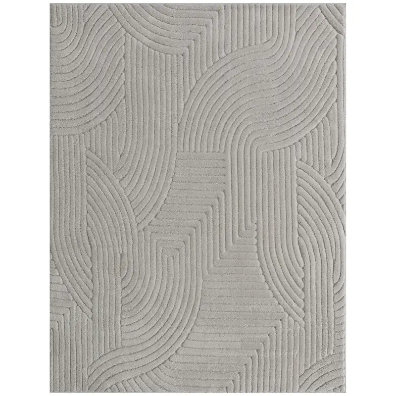 Alfombra Salón 230x160 cm Pelo Corto Estilo Moderno Base Antideslizante Tejida a Máquina Gris