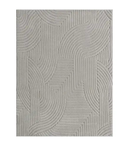 Alfombra Salón 230x160 cm Pelo Corto Estilo Moderno Base Antideslizante Tejida a Máquina Gris