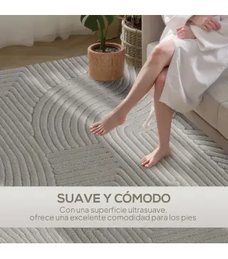 Alfombra Salón 230x160 cm Pelo Corto Estilo Moderno Base Antideslizante Tejida a Máquina Gris
