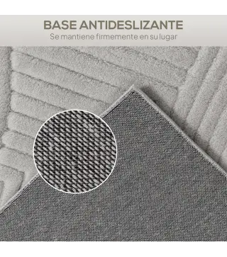 Alfombra Salón 230x160 cm Pelo Corto Estilo Moderno Base Antideslizante Tejida a Máquina Gris
