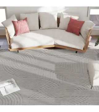 Alfombra Salón 230x160 cm Pelo Corto Estilo Moderno Base Antideslizante Tejida a Máquina Gris