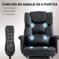 Silla de Oficina con 6 Puntos de Masaje Reposapiés Retráctil Altura Ajustable Control Remoto y Soporte Lumbar Negro