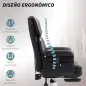 Silla de Oficina con 6 Puntos de Masaje Reposapiés Retráctil Altura Ajustable Control Remoto y Soporte Lumbar Negro