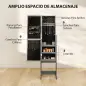 Espejo Joyero con Luces LED Armario para Joyas Armario Joyero de Pie con Espejo Entero Ángulo Ajustable Gris