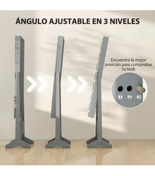 Espejo Joyero con Luces LED Armario para Joyas Armario Joyero de Pie con Espejo Entero Ángulo Ajustable Gris