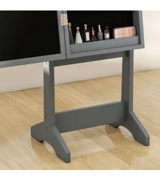 Espejo Joyero con Luces LED Armario para Joyas Armario Joyero de Pie con Espejo Entero Ángulo Ajustable Gris