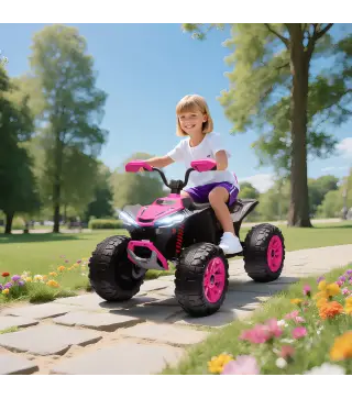 Quad Eléctrico para Niños de 3-8 Años 24V con 2 Motores Velocidad hasta 6,5 km/h Ruedas con Suspensión Rosa