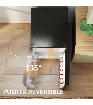 Mini Nevera Silenciosa 88 L Clase E Bajo Encimera Temperatura Regulable 5 Niveles Puerta Reversible Luz Interior Negro