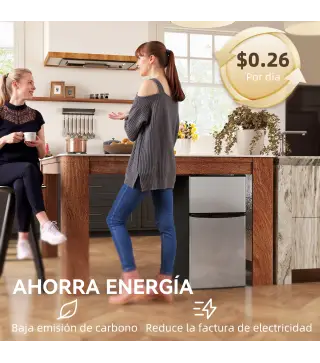 Mini Nevera Silenciosa 88 L Clase E Bajo Encimera Temperatura Regulable 5 Niveles Puerta Reversible Luz Interior Negro