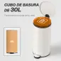 Cubo de Basura Cocina 30L con Pedal Tapa de Cierre Suave y Cubo Extraíble para Dormitorio Oficina Estudio Salón Crema